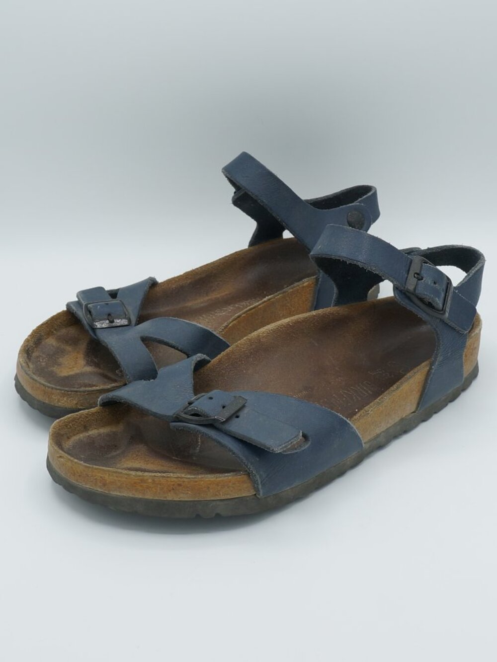Birkenstock Bali Navy Blue Leather Strappy Sandals Women's Size 38 US 7-7.5 Reg
